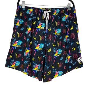 UZZI Shorts XXL Bird Tropical Multicolor Logo 3 Pocket Drawstring